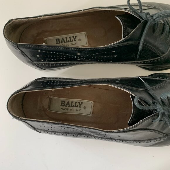 BALLY MENS OXFORDS DRESS LEATHER SHOES BLACK SIZE 11 MADE IN ITALY BROGUE main image 5